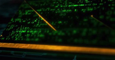 Zarf e- posta ve posta iletisi renkli sembol kavramı. Ağ, siber teknoloji ve bilgisayar arkaplanı soyut 3d canlandırması.