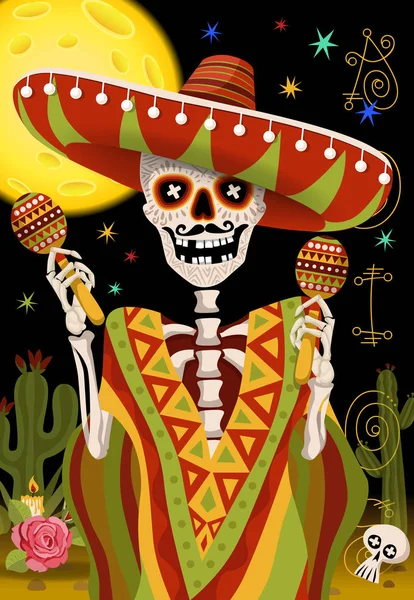 墨西哥骷髅死亡假期的日子 墨西哥党例证 — 图库照片#