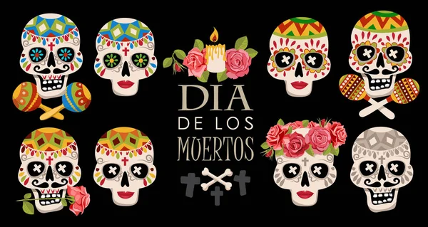 Mexikanska Dödskallar Dag Döda Semestern Mexikanska Part Illustration — Stockfoto
