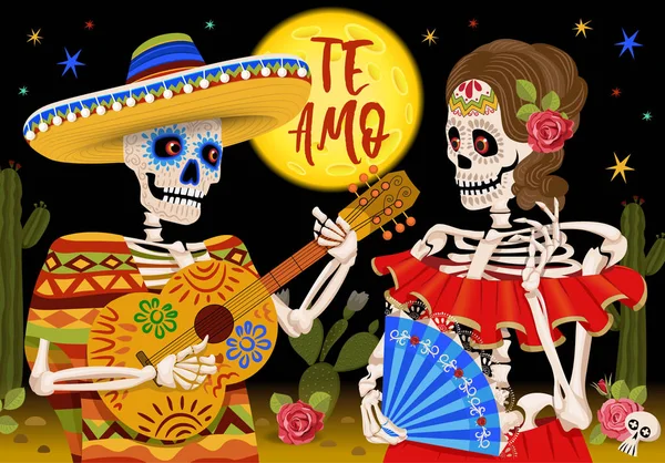 Mexican skeleton. Day of the dead holiday. Mexican party illustration.