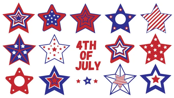 Självständighetsdagen Uppsättning Stjärnor Användbar För Gratulationskort Banners Bakgrunder Vektor Illustration — Stock vektor