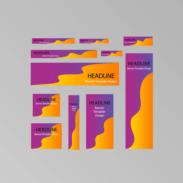 Web siteleri için parlak degrade afiş. 11 standart boyut. Vektör çizimi