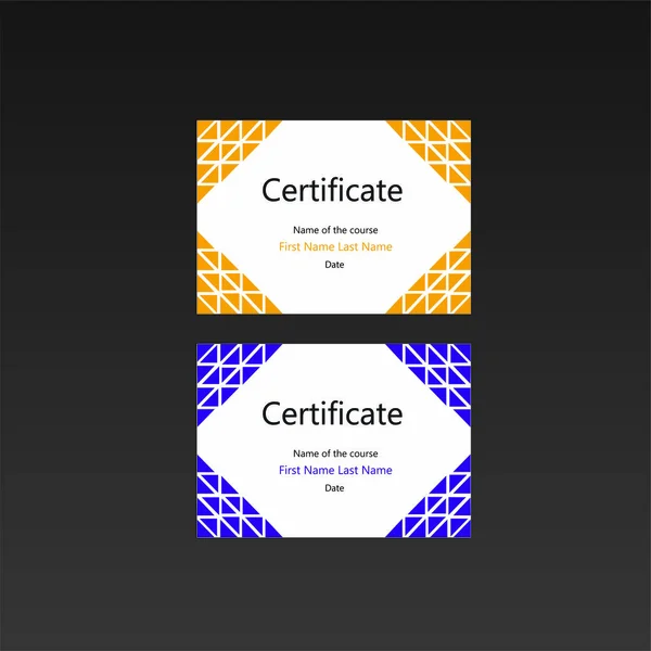 Conjunto Layouts Certificado Minimalismo Elegante Tamanho —  Vetores de Stock