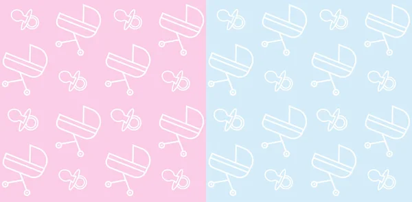 Sevimli bebek desen seti. Pembe ve mavi. Vektör çizimi 