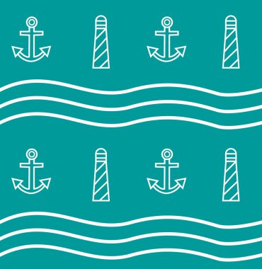 Çapa ve deniz feneri ile Yaz retro arka plan. Vektör çizimi