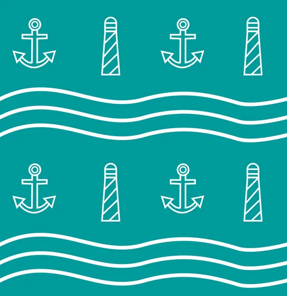 Çapa ve deniz feneri ile Yaz retro arka plan. Vektör çizimi