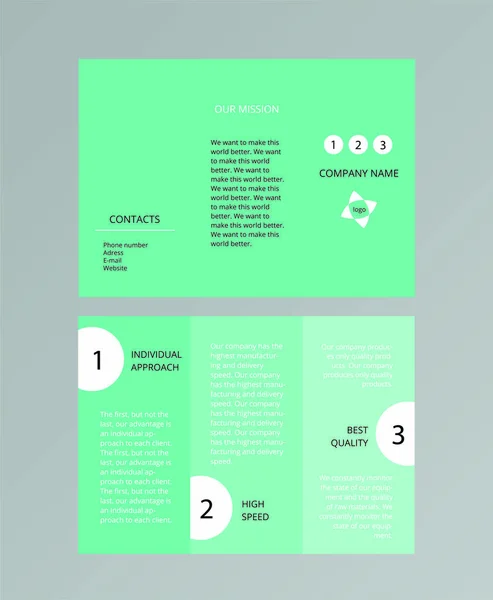 Brochure Triple Menthe Simple Tendance Avec Des Cercles Blancs Brochure — Image vectorielle