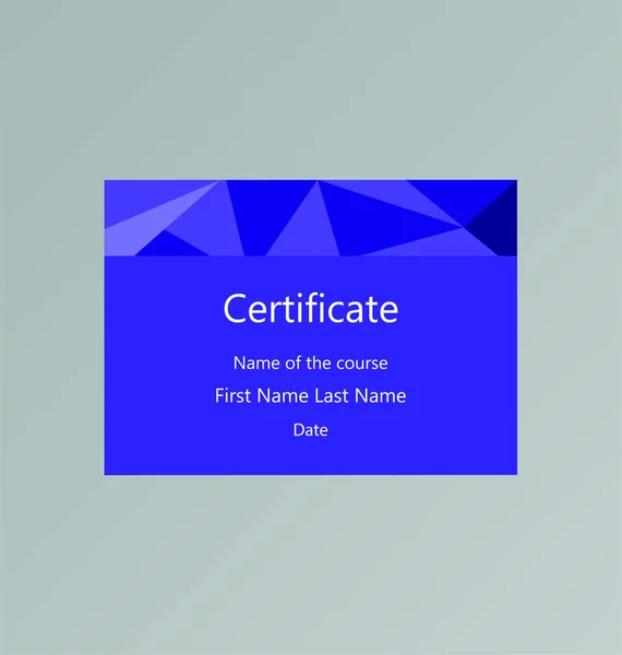 Eğitim lanetleri ve hediye kartları için zarif mor sertifika. Çokgen tarzı. A4/A5 standart boyutu (ölçeklendirilir). Vektör çizimi