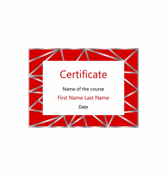 Oryginalny Czerwony Certyfikat Liniami Gradientu Srebra Karta Podarunkowa Szablon Świadectwa — Wektor stockowy