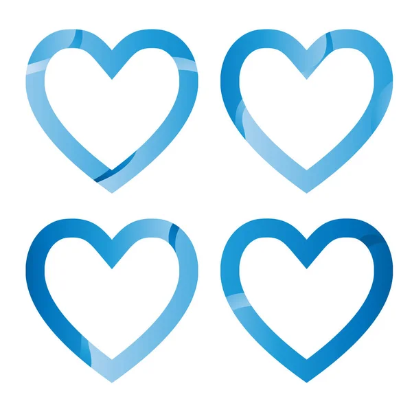 Corazones Lineales Degradado Azul Moderno Conjunto Elementos Marcos Corazón Utilizable — Foto de Stock