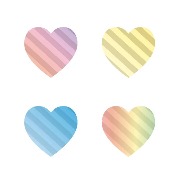 Corações Gradientes Com Padrão Listras Diagonais Multicoloridas — Fotografia de Stock