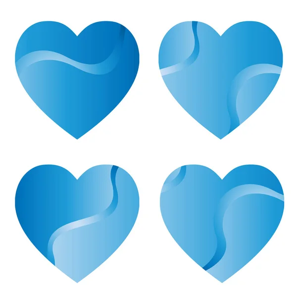 Set Blue Gradient Futuristic Hearts — Stock Photo, Image