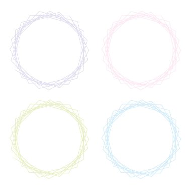 4 basit doğrusal pastel çerçeve ler kümesi. Kapaklar, kitaplar, posterler, afişler, sosyal medya vb. için kullanılabilir. Vektör çizimi 