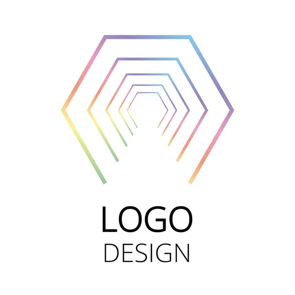 Logotipo Geométrico Creativo Moderno Hexágonos Arco Iris Gradiente Utilizable Para — Vector de stock