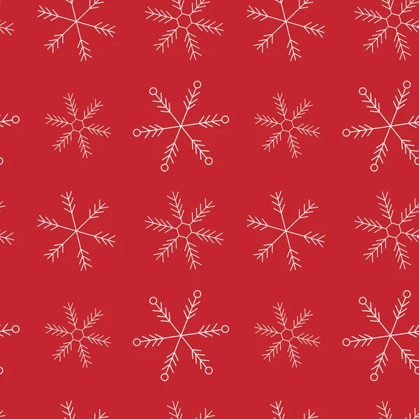 Χριστούγεννα Και Πρωτοχρονιά Λευκές Χιονονιφάδες Στο Κόκκινο Φόντο Χρησιμοποιήσιμο Για — Διανυσματικό Αρχείο