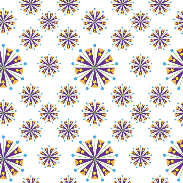Eğlenceli sorunsuz tekrar soyut desen. Karnaval ve festival süsü. Vektör illüstrasyon. Ambalaj kağıdı, poster, tekstil, giyim, nevresim için kullanılabilir