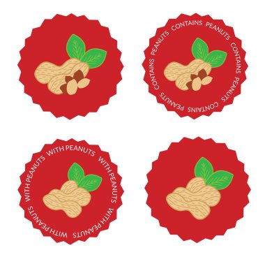 Fıstık işaretleri ile parlak kırmızı, fıstık izole rozetleri içerir