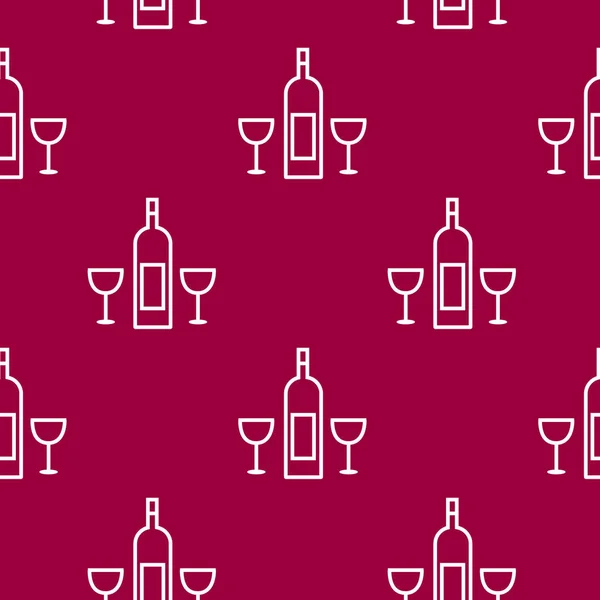 Pola Berulang Mulus Dengan Botol Anggur Putih Dan Gelas Latar - Stok Vektor