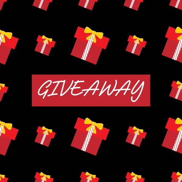 Sosyal medya yarışması için Hediye şablonu tasarımı. Siyah arka plan üzerinde kırmızı hediye kutuları ile kare vektör illüstrasyon