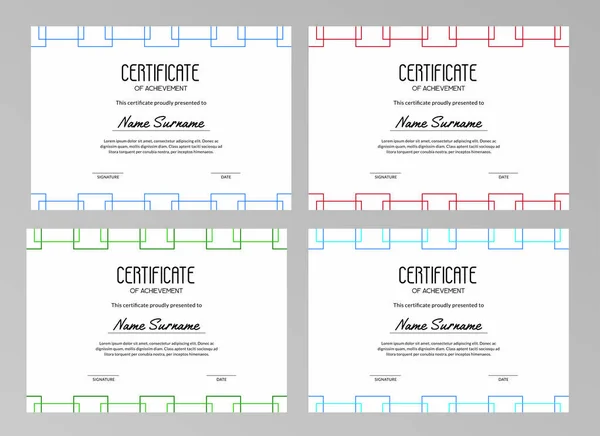 Conjunto Certificados Logros Con Texto Muestra Plantillas Vectores Geométricos Modernos — Archivo Imágenes Vectoriales