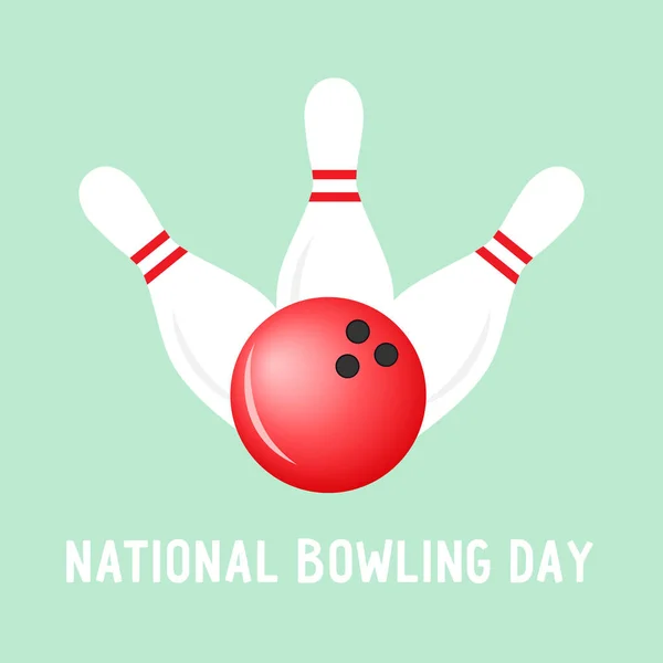 Giornata Nazionale Del Bowling Semplice Poster Composizione Palla Isolata Spilli — Vettoriale Stock