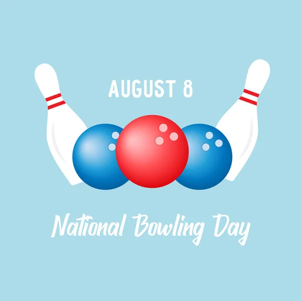 Giorno Nazionale Bowling Vettoriale Composizione Con Palle Spilli Sullo Sfondo — Vettoriale Stock