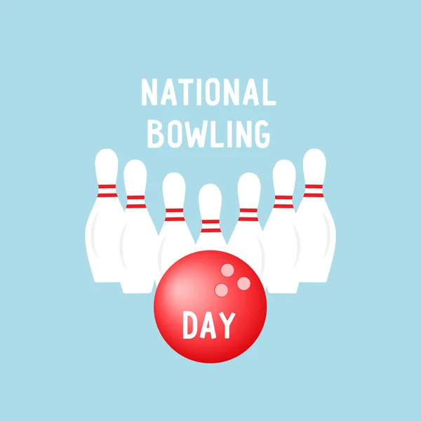 Semplice Giornata Nazionale Bowling Composizione Palla Rossa Perni Bianchi Sullo — Vettoriale Stock