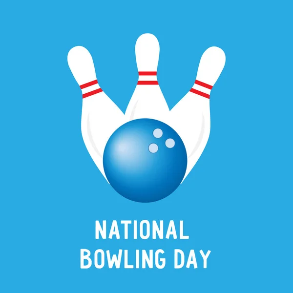 Giornata Nazionale Bowling Poster Design Palla Vettoriale Perni Con Citazione — Vettoriale Stock