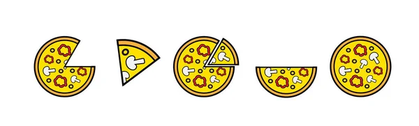 Вкусная Пицца Грибами Перцем Оливками Плакатов Баннеров Открыток Набор Итальянских — стоковый вектор