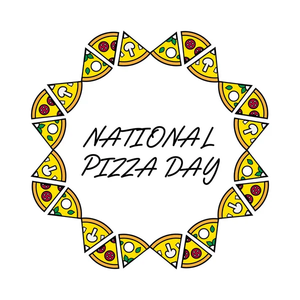 Giornata Nazionale Della Pizza Composizione Rotonda Utilizzabile Caffetteria Pizzeria Ristorante — Vettoriale Stock