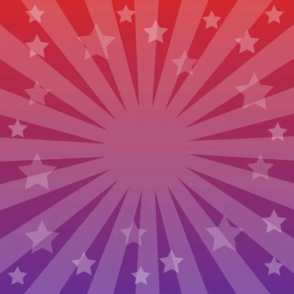 Parlayan ışık ve yıldızların olduğu aşamalı canlı bir arkaplan. Afişler, posterler, kartlar için eğlenceli bir tatil duvar kağıdı. Vektör illüstrasyonu