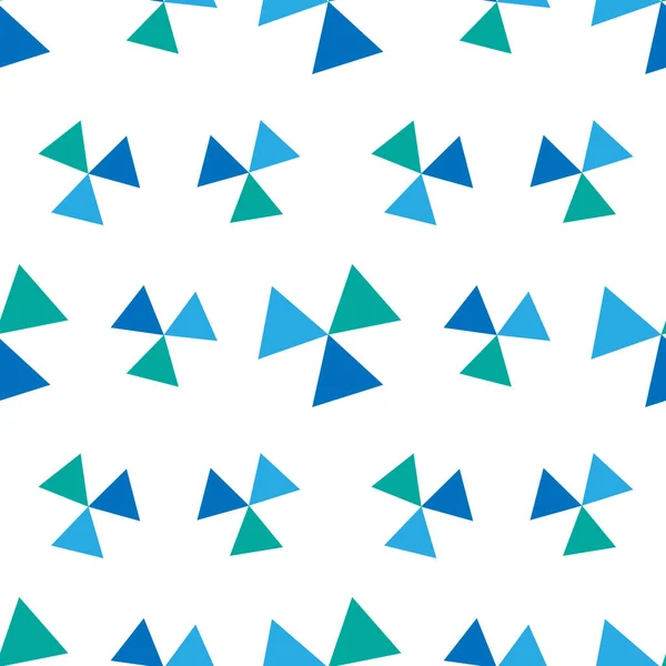 Geometrikus Absztrakt Zökkenőmentes Minta Kék Zöld Háromszögekkel Fehér Háttéren Használható — Stock Vector