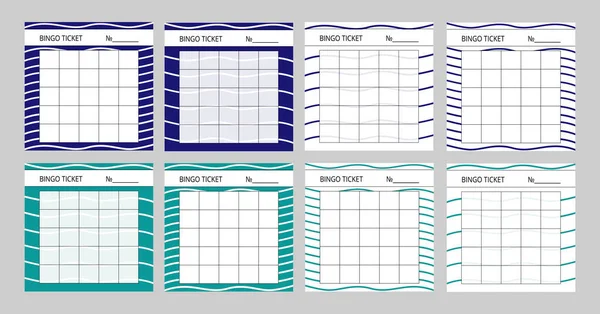 Modèles Cartes Bingo Avec Fond Bleu Ondulé Turquoise Ensemble Billets — Image vectorielle