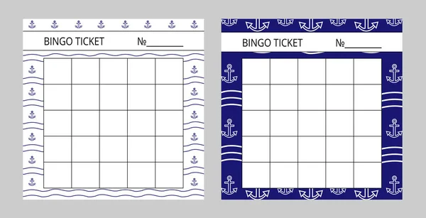 Bilety Loterię Amerykański Mecz Bingo Statku Wycieczkowym Szablony Bingo Lato — Wektor stockowy