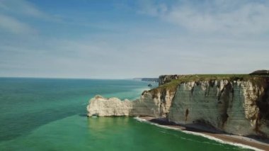 Drone footage famous Falaises dEtretat Etretat by drone