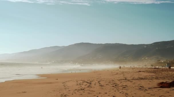 Santa Monica plaj güneşli gün, Los Angeles — Stok video