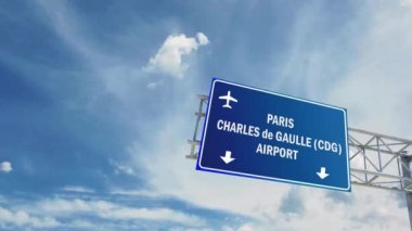 Havaalanı tabelası. paris charles de gaulle uluslararası Havaalanı uçağı havai geçen.