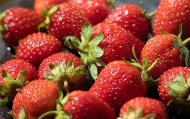 Taze çilekler, farklı açılardan ateş ediyorlar.