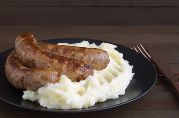 English Sausages Mashed Potatoes Gravy — Stock Photo, Image