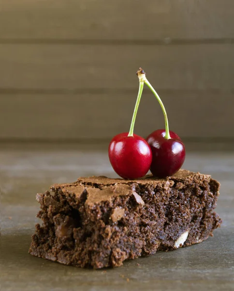 Brownie Gâteaux Chocolat Noir Cuits Four Coupés — Photo