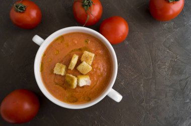 Geleneksel soğuk gazpacho çorbası. İspanyolca, Akdeniz mutfağı