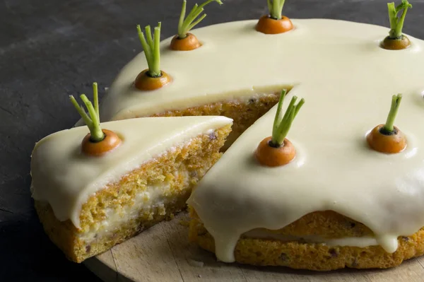Домашній Торт Традиційний Морквяний Торт Вершками — стокове фото