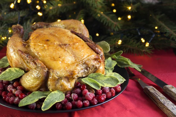Pieczony Kurczak Piekarniku Świąteczne Danie — Zdjęcie stockowe