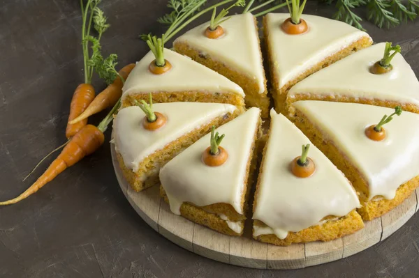 homemade cake. traditional carrot cake with cream