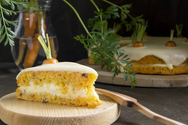 Домашній Торт Традиційний Морквяний Торт Вершками — стокове фото