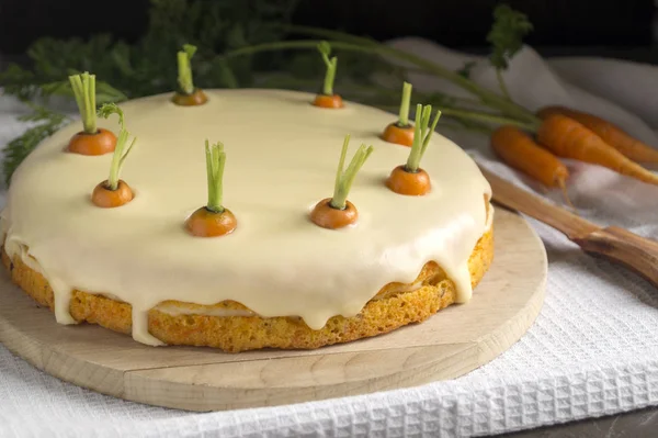 homemade cake. traditional carrot cake with cream