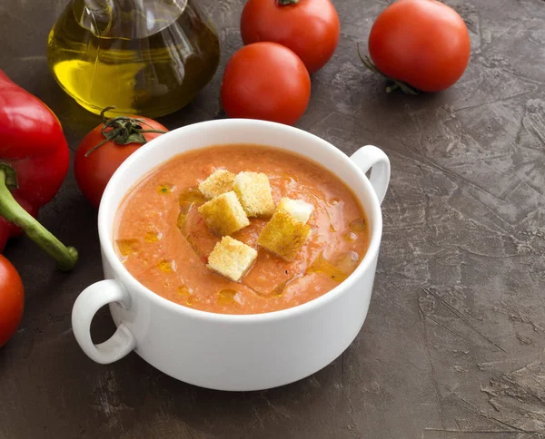 Традиционный Суп Холодного Гаспачо Испанская Средиземноморская Кухня — стоковое фото