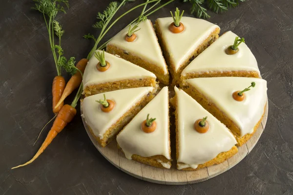 homemade cake. traditional carrot cake with cream