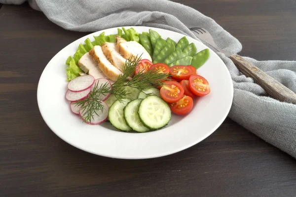 proper diet food, fresh vegetables with chicken