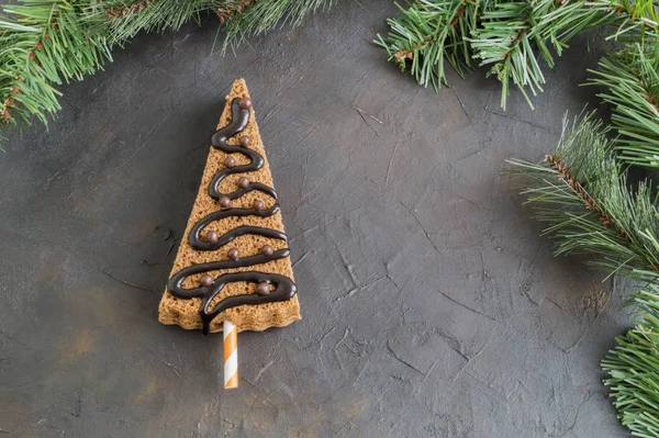 Pastel de Navidad en forma de árbol de Navidad — Foto de Stock